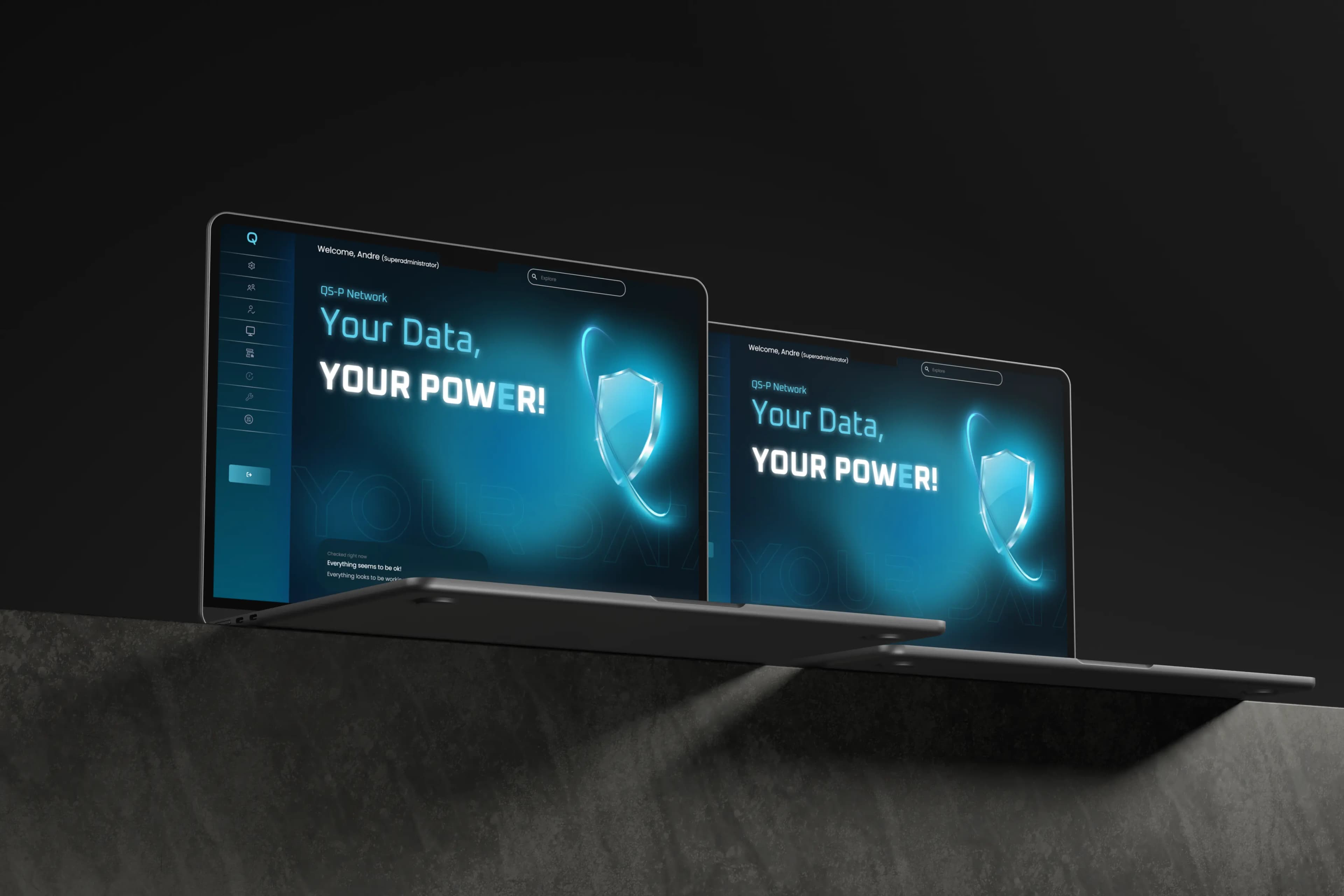 QSP Network admin console shown on laptops from the March 4 newsletter.