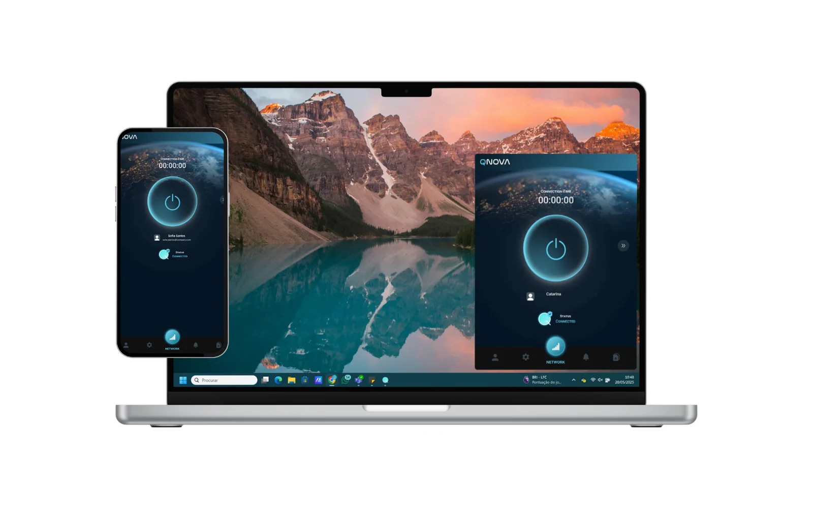 QNova Client on a laptop and a phone